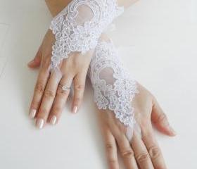 Bridal Glove, white, lace gloves, Fingerless Gloves, cuff wedding bride, bridal gloves, lace