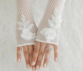 Bridal glove, Wedding glove, Belly Dance, Fetish, Bridal, Lolita, white lace glove, Free ship